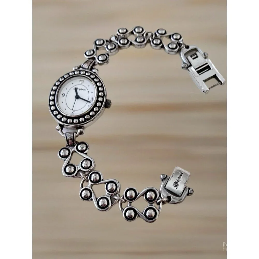 Brighton ALAMEDA Silver Oval Face TAOS Link Band Watch New Battery Works